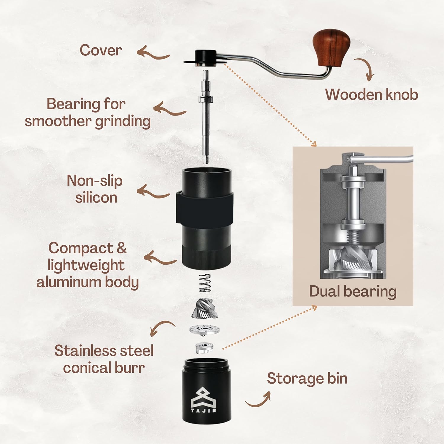 Tajir Premium Manual Coffee Grinder Elite Treasure Hub